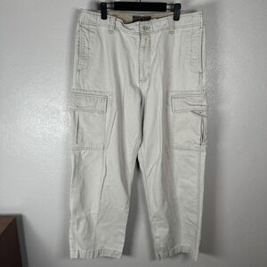 VINTAGE Old Navy Cargo Pants Mens 34x30 Beige Baggy Skater Wide Leg Y2K Loose